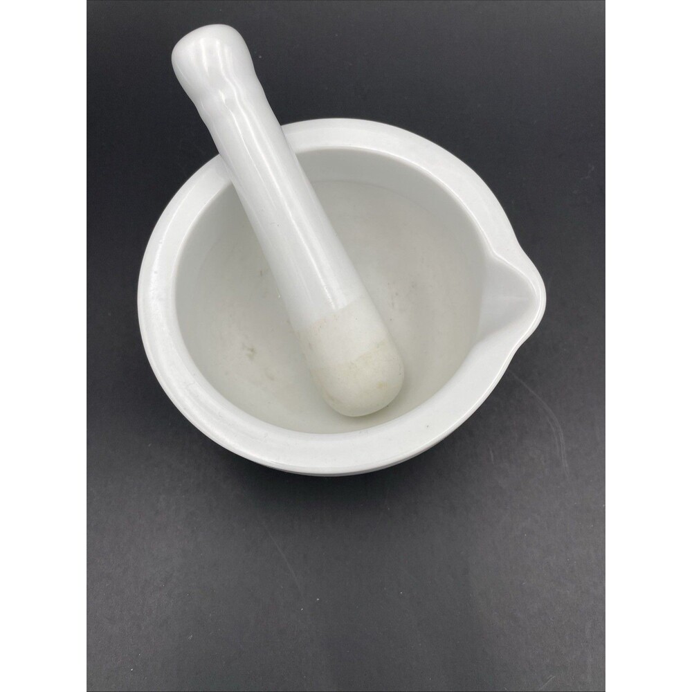 Vintage Porcelain/Ceramic Mortar and Pestle - White - Small 3.5" - Picture 8 of 9